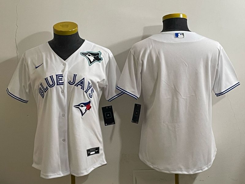 Women 2025 Nike Toronto Blue Jays Blank White Game MLB Jersey 04